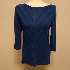 3/4 Sleeve blue Tribal Boatneck Sweater
